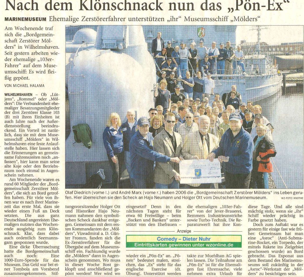 Artikel aus der Wilhelmshavener Zeitung vom 6. Mai 2008